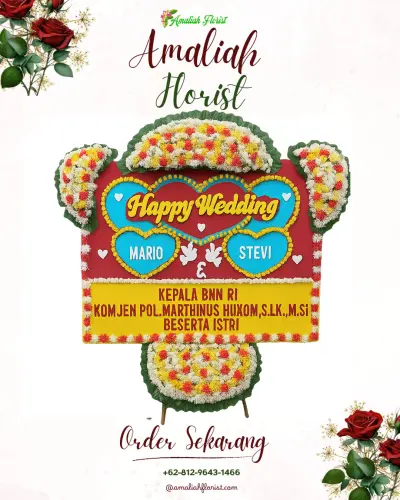 Karangan Papan Bunga Pernikahan di Kendalrejo